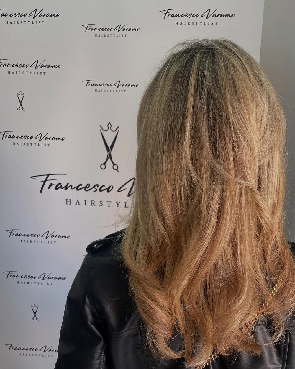 Silayage colour result, long blonde hair, in the salon